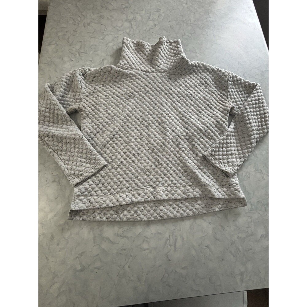 Apana Women Quilted Bubble Textured Cowl Neck Pullover Sweater Gray Small S